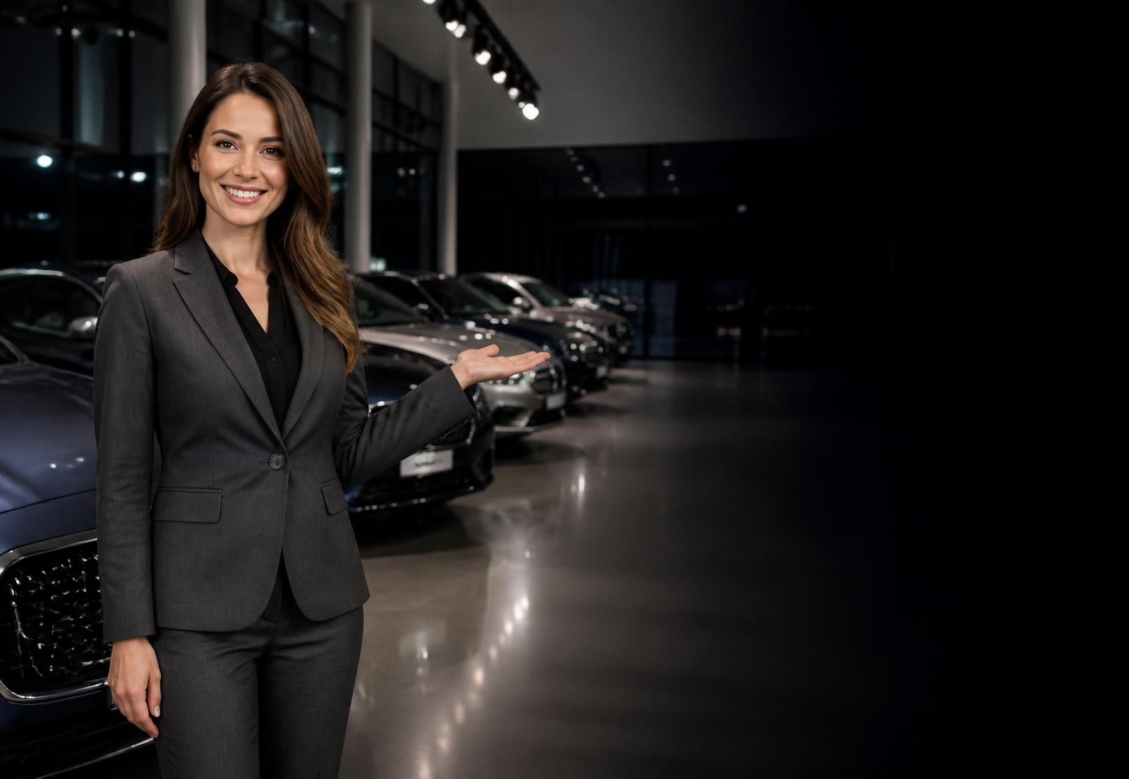 Conseillère AutoAgent IA présentant les véhicules dans la concession
