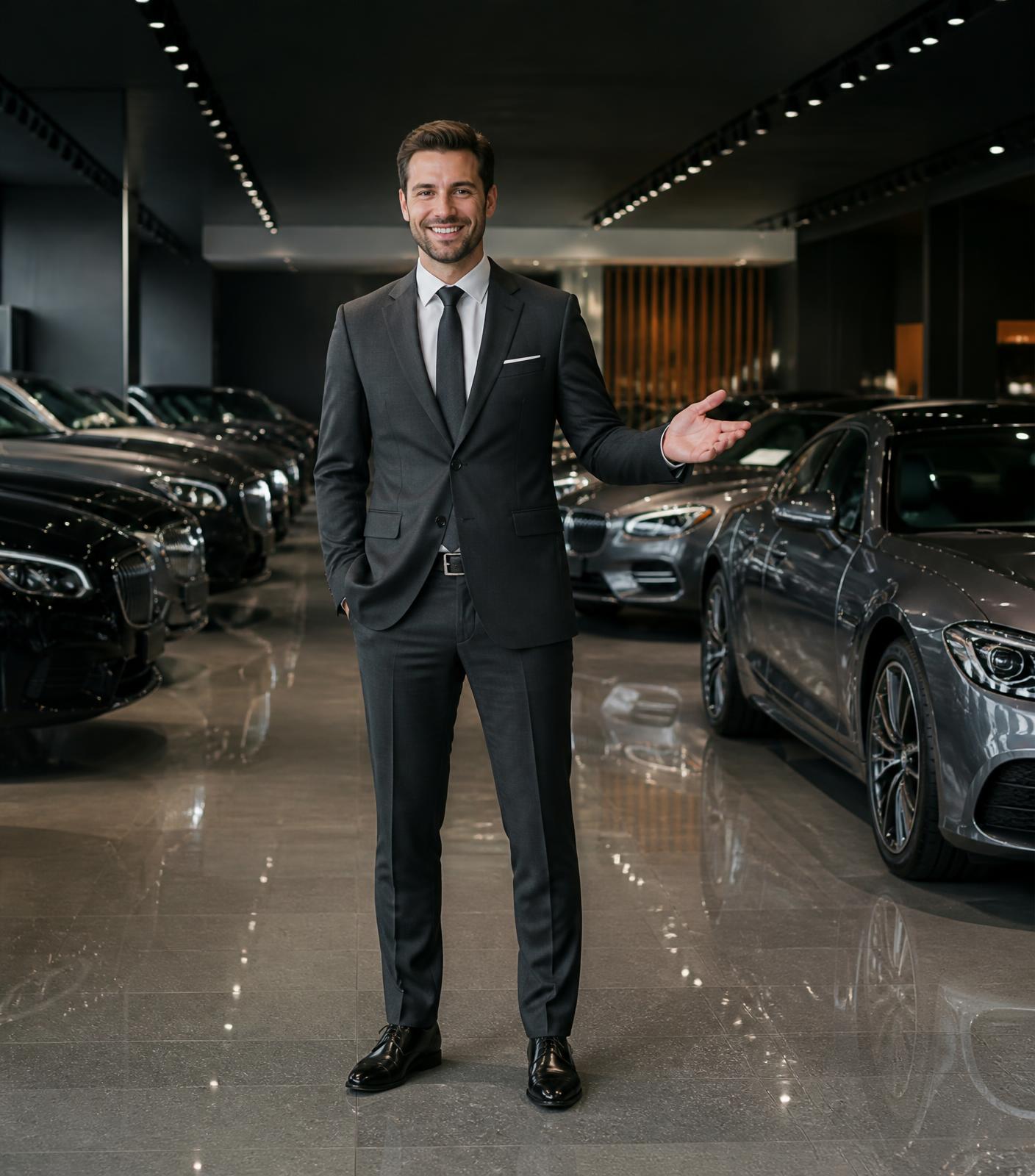 Conseiller automobile virtuel dans le hall de la concession
